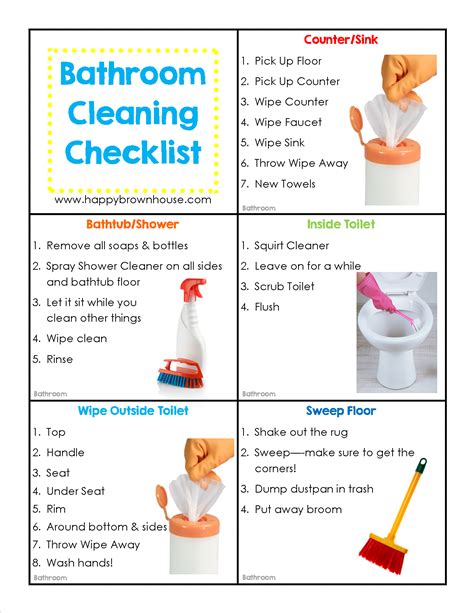 Editable Cleaning Chore Cards For Kids Happy Brown House