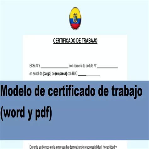 Modelo De Certificado De Trabajo Word Y Pdf 2024