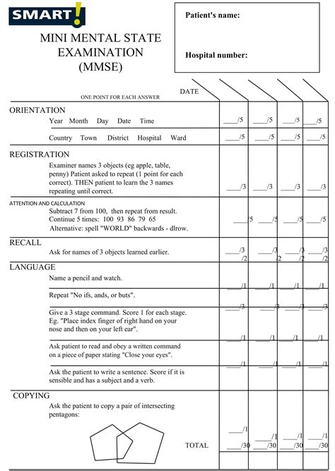 Free Printable Mental Status Exam Templates PDF Word Worksheet