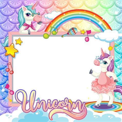 Blank Banner With Cute Unicorn Cartoon Character 2131293 Vector Art At