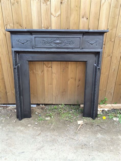 Original Coalbrookdale Vintage Leaded Cast Iron Victorian Fireplace