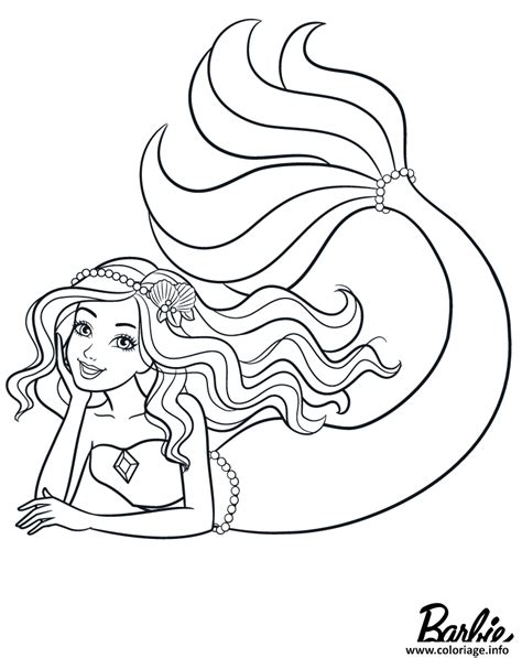 Coloriage mermaid barbie sirene  JeColorie.com
