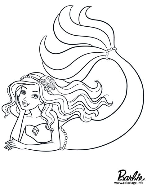 Coloriage Mermaid Barbie Sirene Jecolorie Com