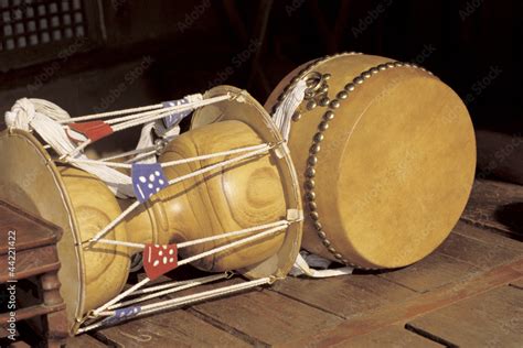 korean traditional drum and korean double headed drum with a narrow waist in the middle janggu