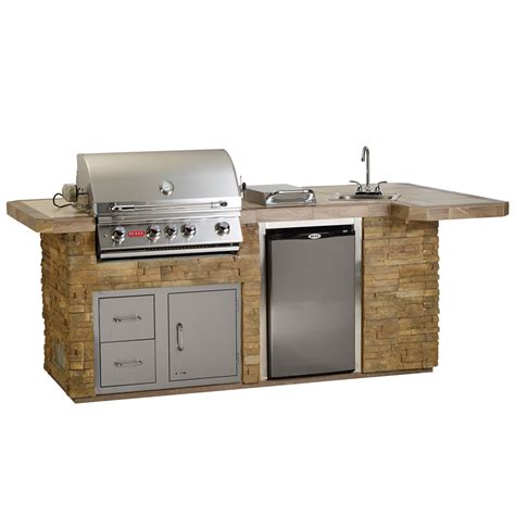 But don't think of the cabinets as just something to hold up the grill and the countertops. Bull BBQ in Stucco or Rock Outdoor BBQ Kitchen Island
