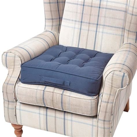 Homescapes Navy Armchair Booster Cushion Large Firm 50 Cm Square Seat