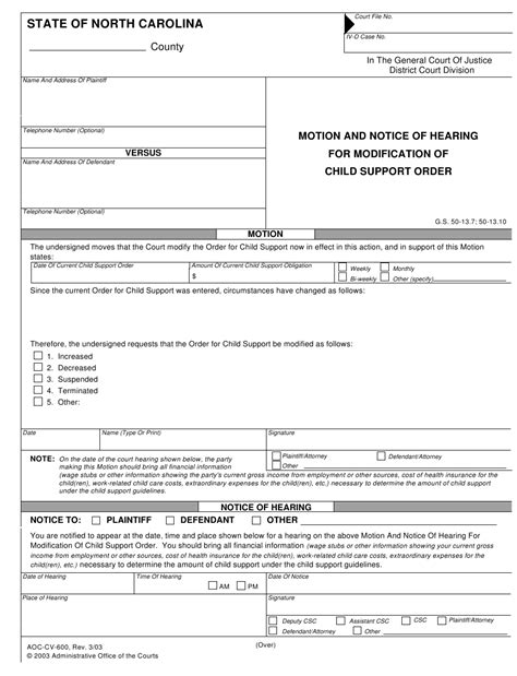 For bills, include an account. Form AOC-CV-600 Download Fillable PDF or Fill Online Motion and Notice of Hearing for ...