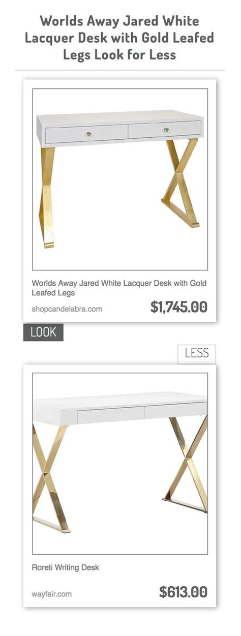 Worlds Away Jared White Lacquer Desk With Gold Leafed Legs Vs Roreti
