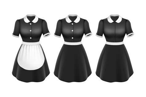 Maid Uniform Elegant Textile Clothes Set Graphic By Sevvectors