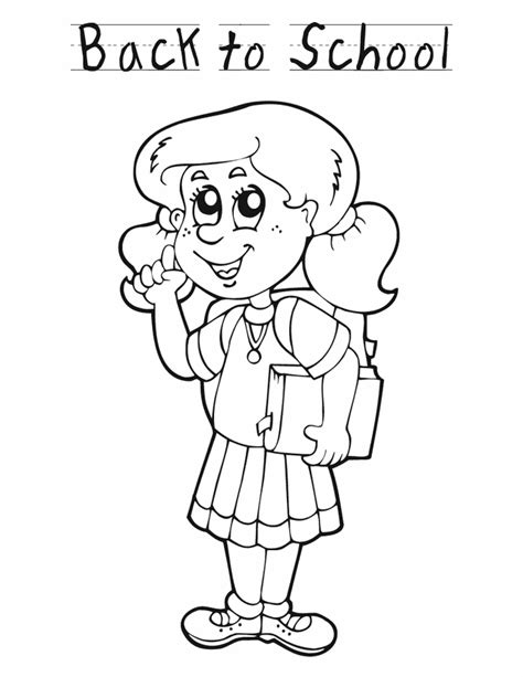 Back To School Girl Free Printable Coloring Pages
