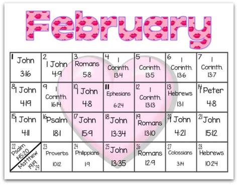 February Bible Reading Calendar Ministry To Children