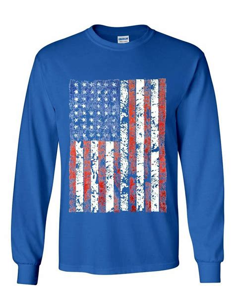 Distressed Us Flag Long Sleeve T Shirt American Flag Tee T Shirts