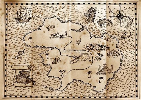 Pirate Treasure Map By Paul Fleet Treasure Maps Pirate Treasure Maps