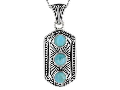 Southwest Style By Jtvtm 6mm Round Turquoise Sterling Silver 3 Stone