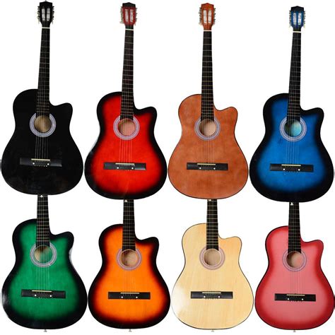 New 8 Different Color 38 Inch Cutaway Acoustic Guitar Set For Beginner