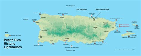 large hicstoric lighthouses map of puerto rico puerto rico north america mapsland maps