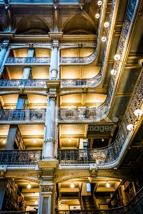 Upper Levels Of The Peabody Library In Mount Vernon Baltimore Stock