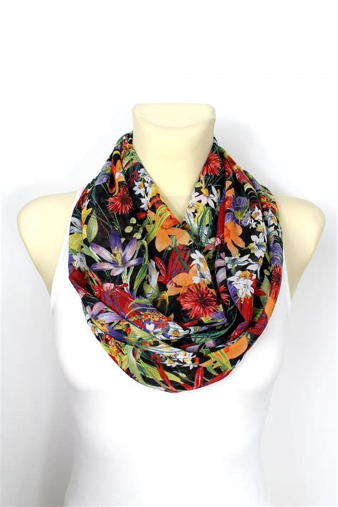 Infinity Scarf Floral Infinity Scarf Printed Scarf Unique Handmade Scarves Ladies Fashion