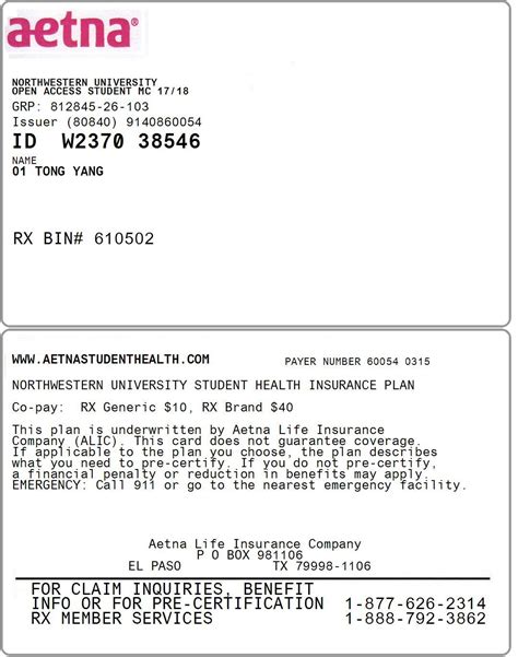 Insurance Policy Number On Aetna Card