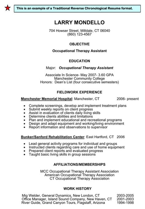 A chronological resume template and sample resumes. Download Traditional / Reverse Chronological Resume Format ...