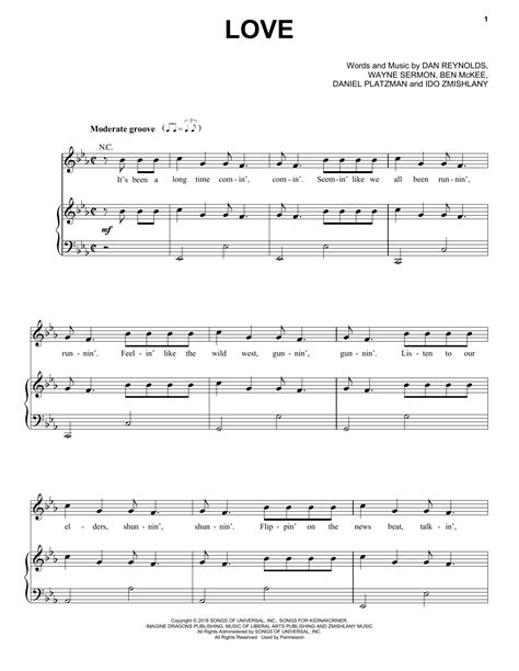 Love Piano Vocal And Guitar Right Hand Melody Print Sheet Music