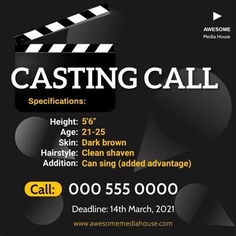 casting call template postermywall