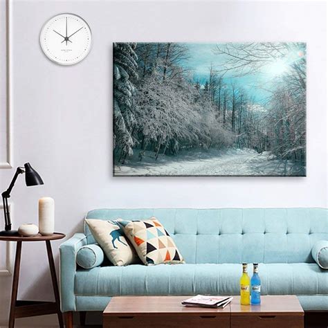 Wall26 Canvas Wall Art Red Pine Tree Forest Covered In Snow Giclee