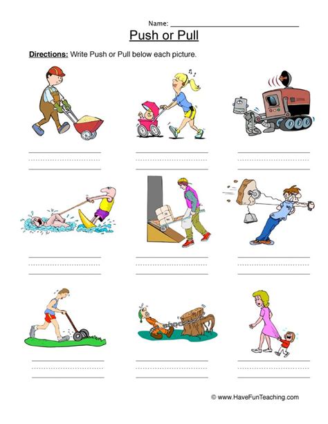 Push Or Pull Force Worksheet By Teach Simple