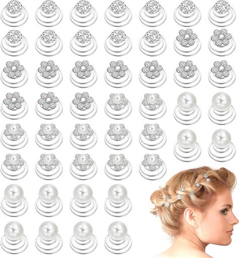 48 Pieces Spiral Hair Pinspearl Rhinestone Crystal Hair Gems Rhinestone Crystal Twisters Set