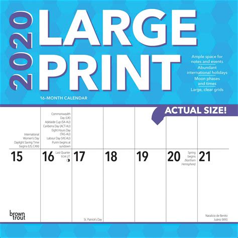 Big Printable Calendar