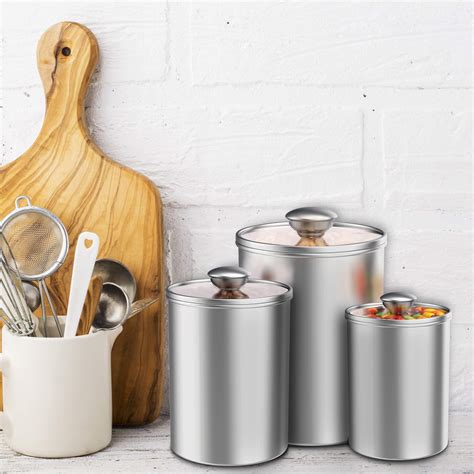 canister sets for kitchen counter enloy 3 piece stainless steel food storage container with