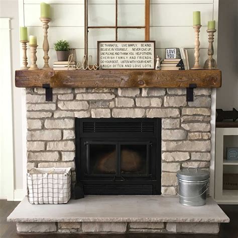 Rustic fireplace mantel with metal brackets mantel 5x6 6x6