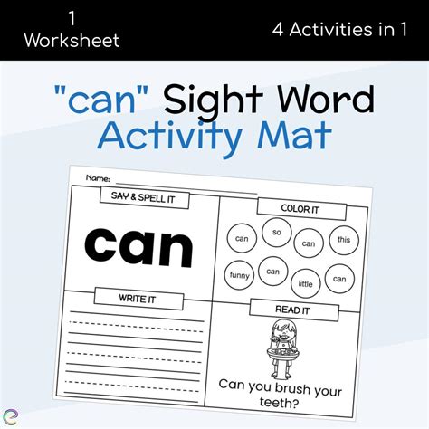 Can Sight Word Activity Mat