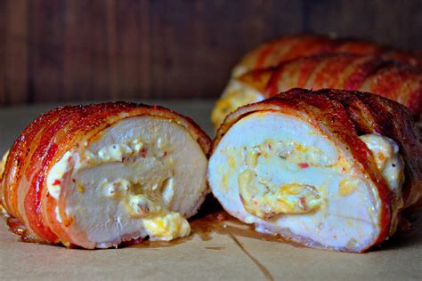 stuffed chicken breasts cream cheese bacon and cheddar cheese all wrapped in more bacon r