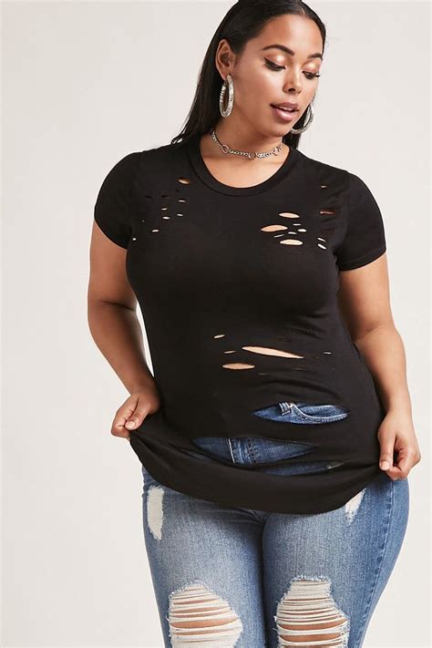 Plus Size Distressed Top Plus Size Tops Knit Top