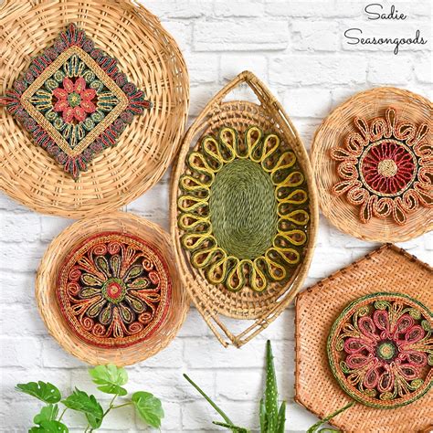 Boho is a highly creative art form that celebrates unique expression. Boho Basket Wall Decor with Flat Wall Baskets and Woven ...