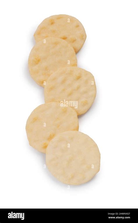 Studio Shot Of Rice Crackers Cut Out Against A White Background John Gollop Stock Photo Alamy