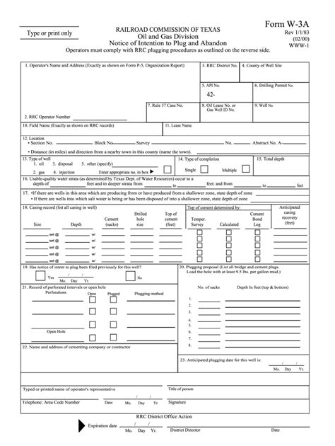 Texas Railroad Commission W 1983 2024 Form Fill Out And Sign