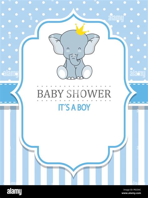Baby Shower Boy Lindo Elefante Corona Con Espacio Para El Texto Imagen