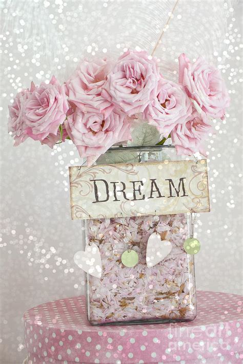 Shabby Chic Dreamy Pink Roses Cottage Chic Pink Romantic Roses In Jar