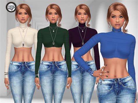 The Sims Resource Mp Turtleneck Crop Top