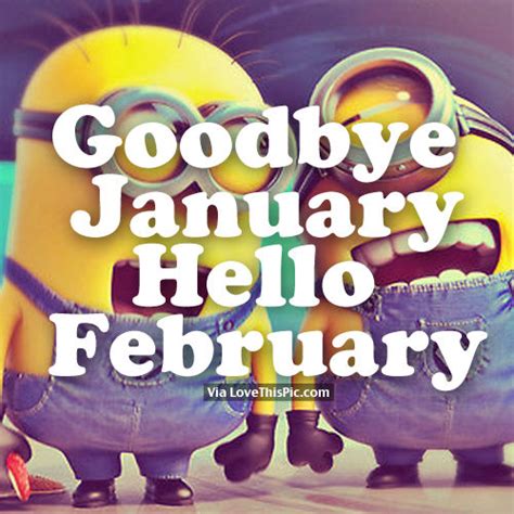Goodbye January Hello February Minion Laughing Quote Pictures Photos