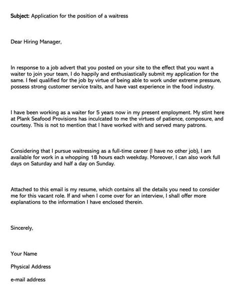 Don't let yours be one of them. Server Cover Letter Examples (Waiter/Food Service Manager)