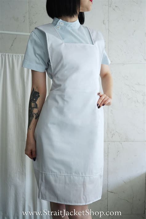 White Nurse Apron Made In Vintage Style Medical Classical Etsy Uk