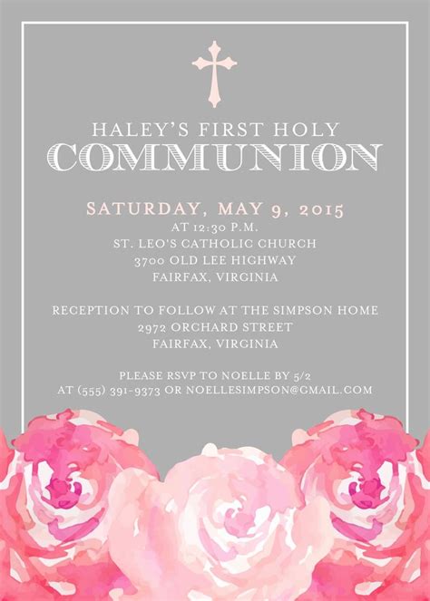 First Communion Invitation Template Beautiful First Munion Invitation