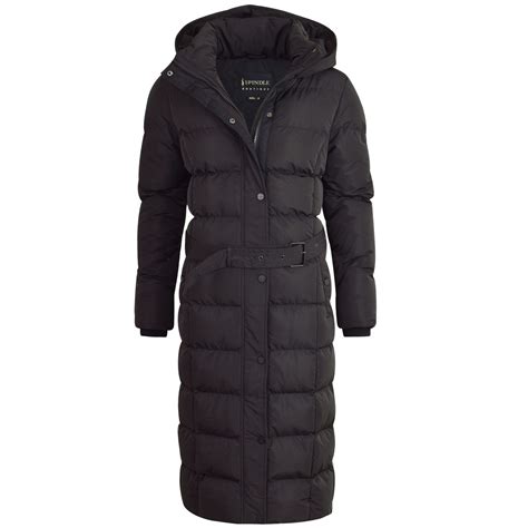 Spindle Womens Extra Long Hooded Maxi Puffer Quilted Winter Parka Coat