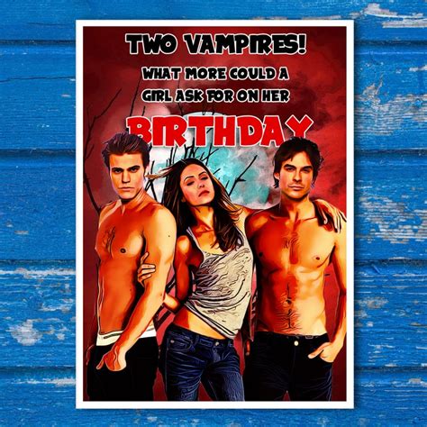 Vampire Diaries Birthday Card Featuring Damon And Stefan Etsy