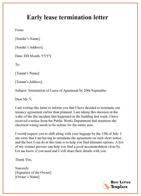 Lease Termination Letter Template Examples Letter Template Collection