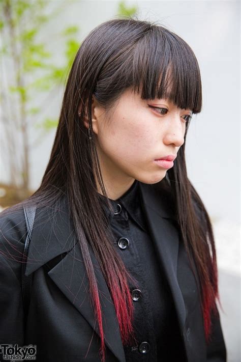 Harajuku Girl In All Black W Dip Dye Hair And Yohji Yamamoto Coat