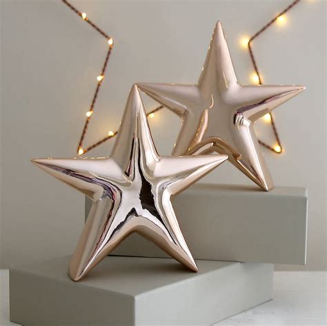 Copper Ceramic Star Decoration By Red Lilly